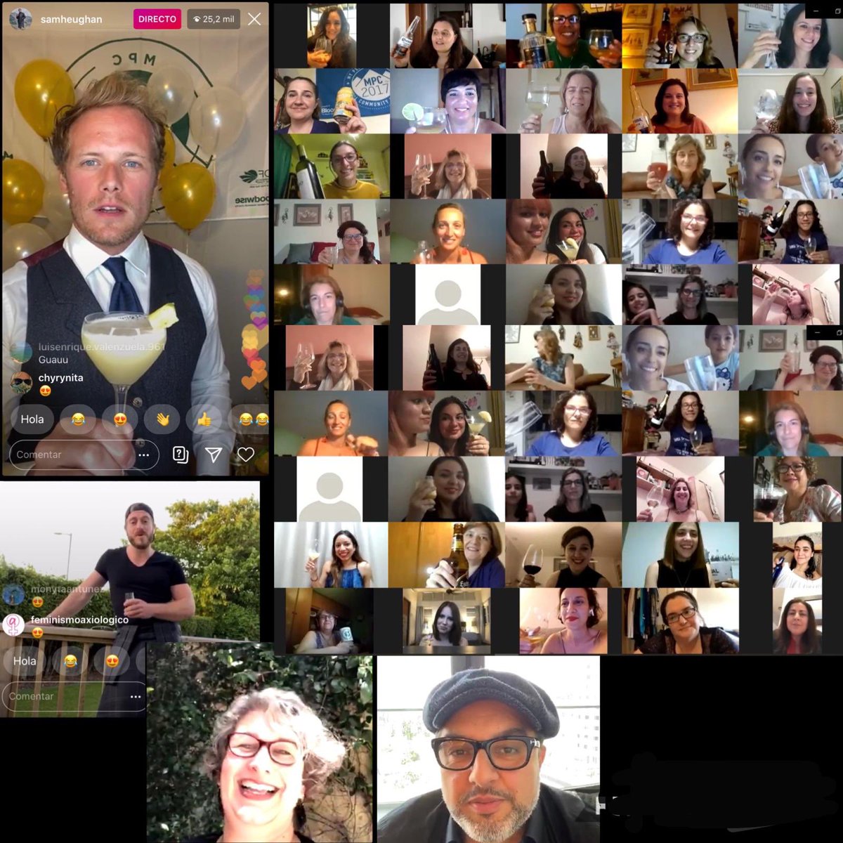 ESSpeakPeakers's tweet photo. #SpanishSpeakingPeakers having fun at the #MPCVirtualGala #PeakerWeekend 🥂Thanks #BestCoachEver @SamHeughan #Valbo @RealAlexNorouzi @jordana_brown @MyPeakChallenge 💜 #SpanishSpeakingPeakers divirtiéndonos en la #MPCVirtualGala #PeakerWeekend 🥂🎉💜 https://t.co/mmpGkuDPj5