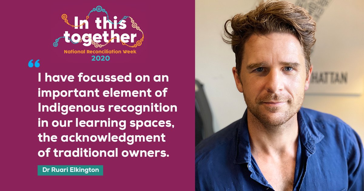 QUT's tweet photo. Associate Fellow (Indigenous) of the Higher Education Academy, @Ruari_Elkington & lecture in @CreativeIndust, integrated Indigenous perspectives into his practice. #NRW2020 #InThisTogether2020 https://t.co/kFLzxvhO5w