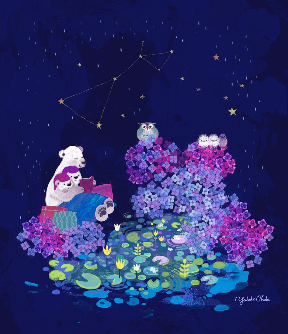 「6月は紫陽花が楽しみな季節? 」|おおでゆかこ - イラストレーター 絵本作家のイラスト
