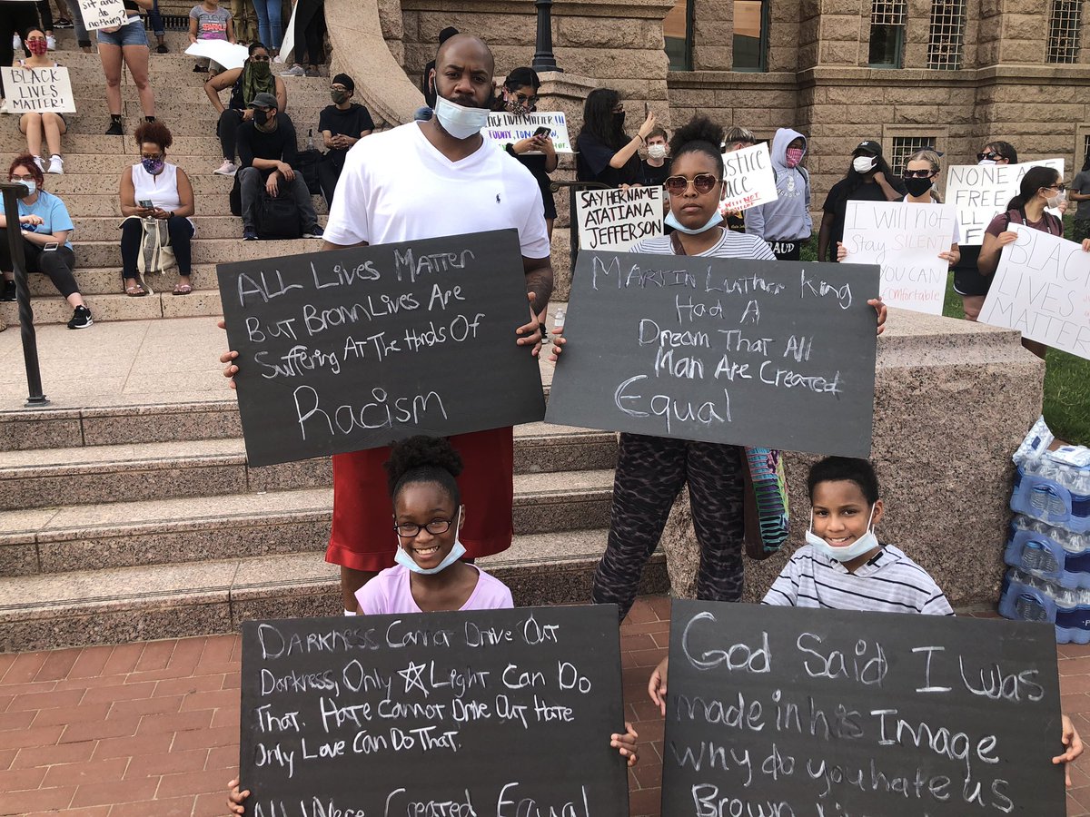 Shardai South said she’s out here because her 10-year-old daughter is afraid of the police. South is a teacher and wants to teach her students that police are safe.“But I can’t preach that if police don’t.”