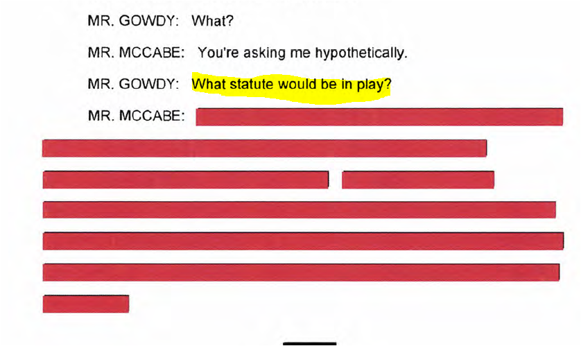 9/ McCabe's answer to Gowdy's seemingly innocuous question was entirely  #redacted/ Why?  @RichardGrenell