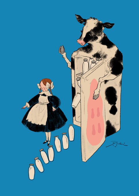 「milk standing」 illustration images(Latest)