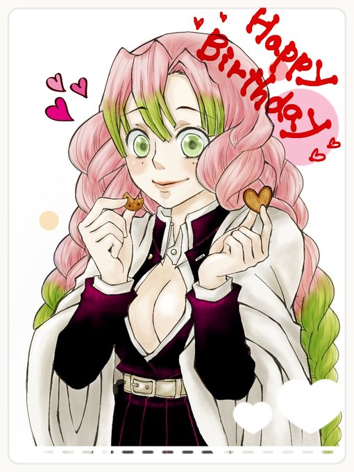 那智さんがTwitterに投稿した甘露寺蜜璃(鬼滅の刃)のイラスト。