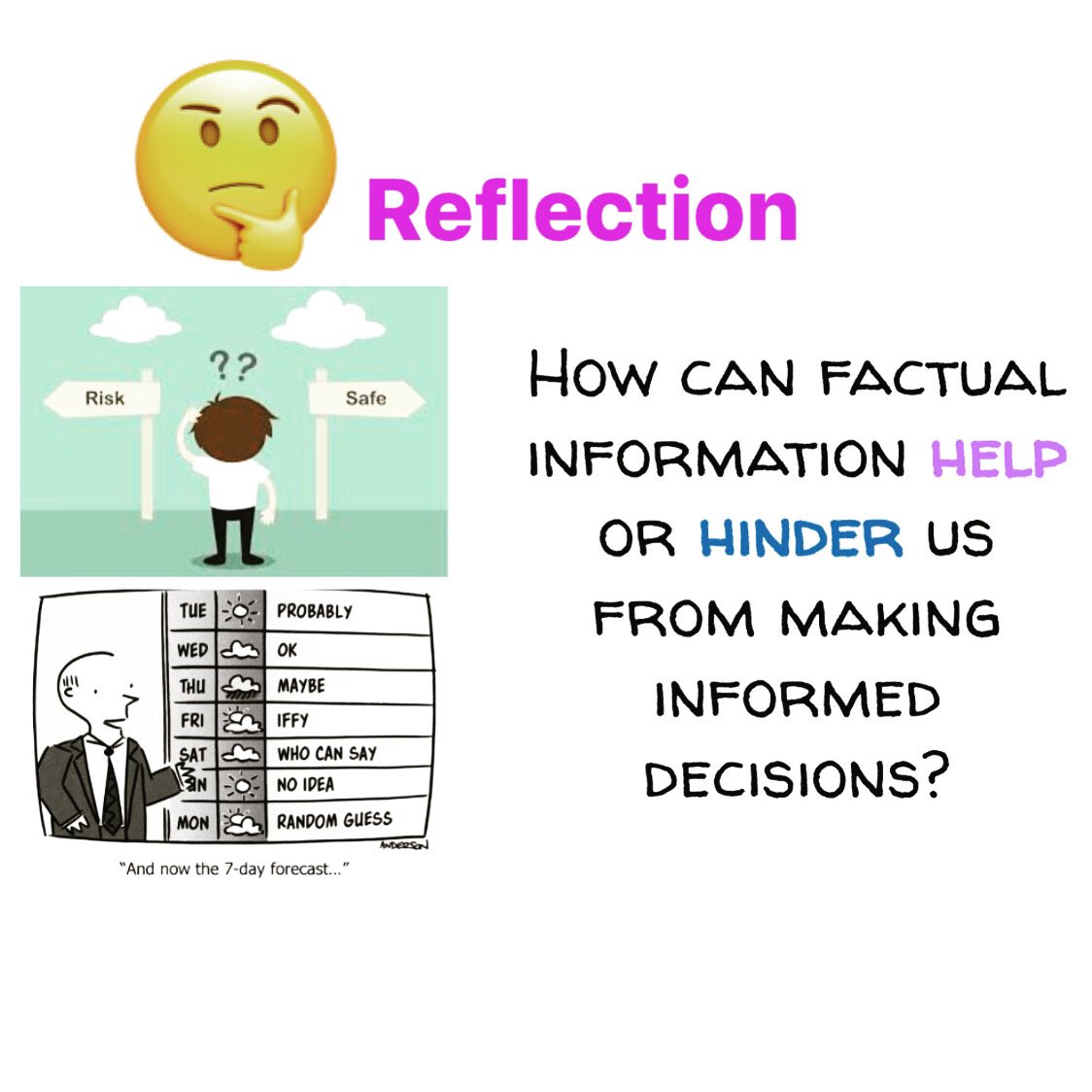 MYP_MathTeacher's tweet image. Grade 7 Reflection: How can factual information help or hinder us in making informed decision? #math #middleschool #statisticsandprobability #conceptualunderstandingmatters #action #chadwickinternational