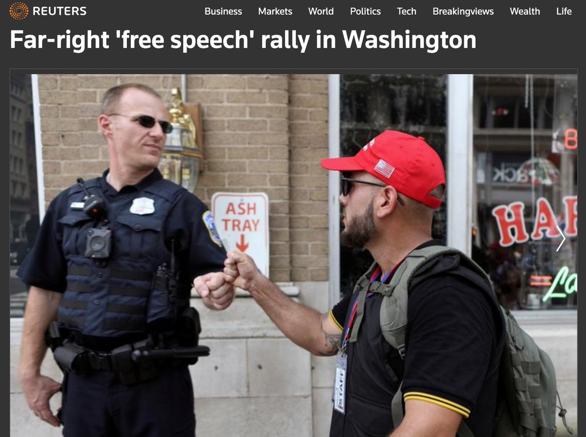 There is also an interesting relationship between the Police & the Proud Boys; from talking with their leaders, to giving them handshakes/fist bumps, & even LIVE TEXTING them info during rallies.  http://shorturl.at/dgoFV  http://shorturl.at/imGVY  http://shorturl.at/gjlqX 