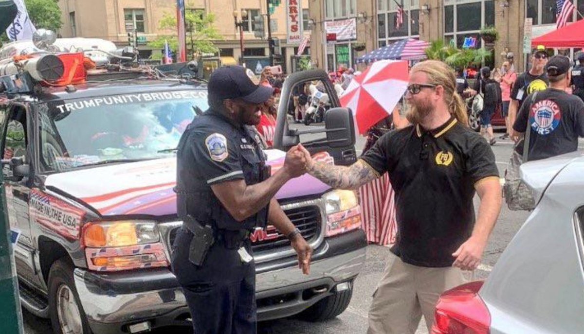 There is also an interesting relationship between the Police & the Proud Boys; from talking with their leaders, to giving them handshakes/fist bumps, & even LIVE TEXTING them info during rallies.  http://shorturl.at/dgoFV  http://shorturl.at/imGVY  http://shorturl.at/gjlqX 