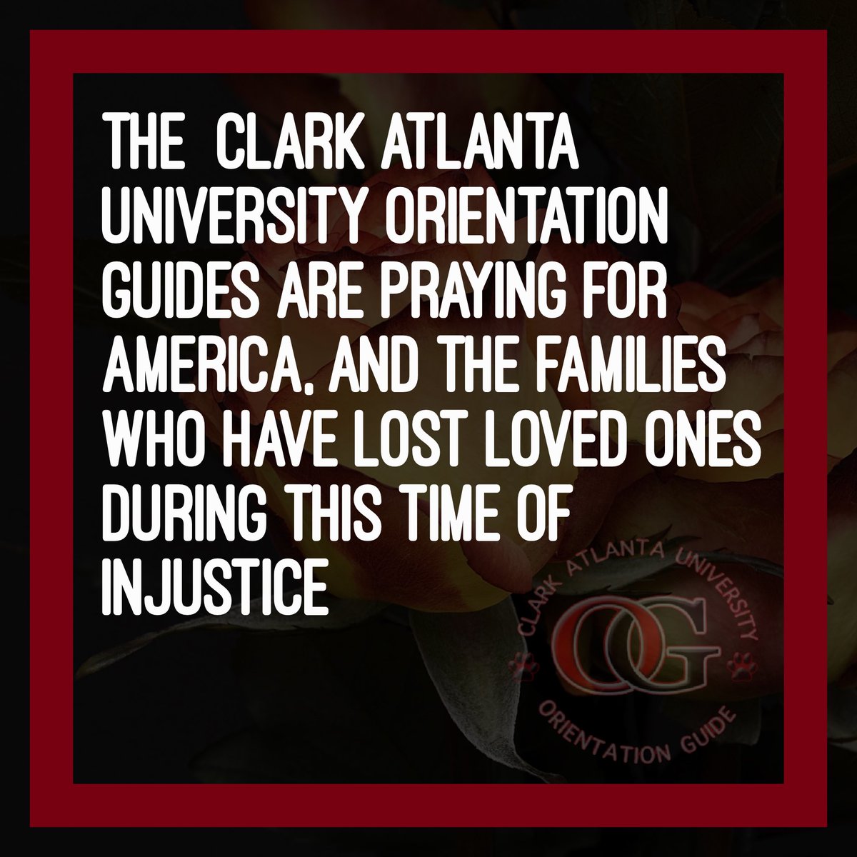 CAU_OGs's tweet photo. The Orientation Guide Corps has been saddened and angered by the loss of black lives due to police brutality of George Floyd, Ahmaud Arbery and Breonna Taylor. We are also deeply disturbed by seeing two of our fellow AUC students as victims of police brutality in our own city. https://t.co/cVvJ1fHLKD