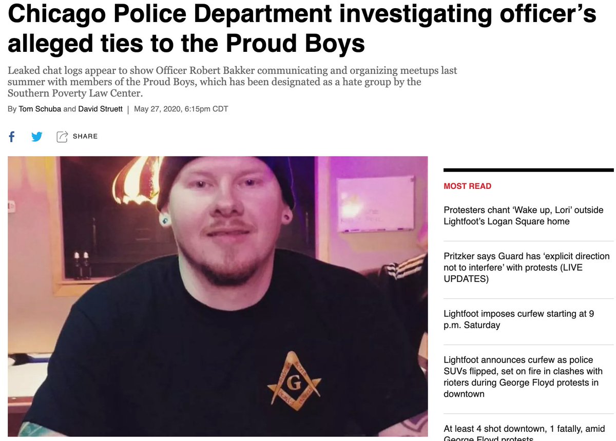 Furthermore, at least three officers from various departments have been revealed to be members of the Proud Boys. http://shorturl.at/isHMP  http://shorturl.at/fgXZ7  http://shorturl.at/xLZ15 