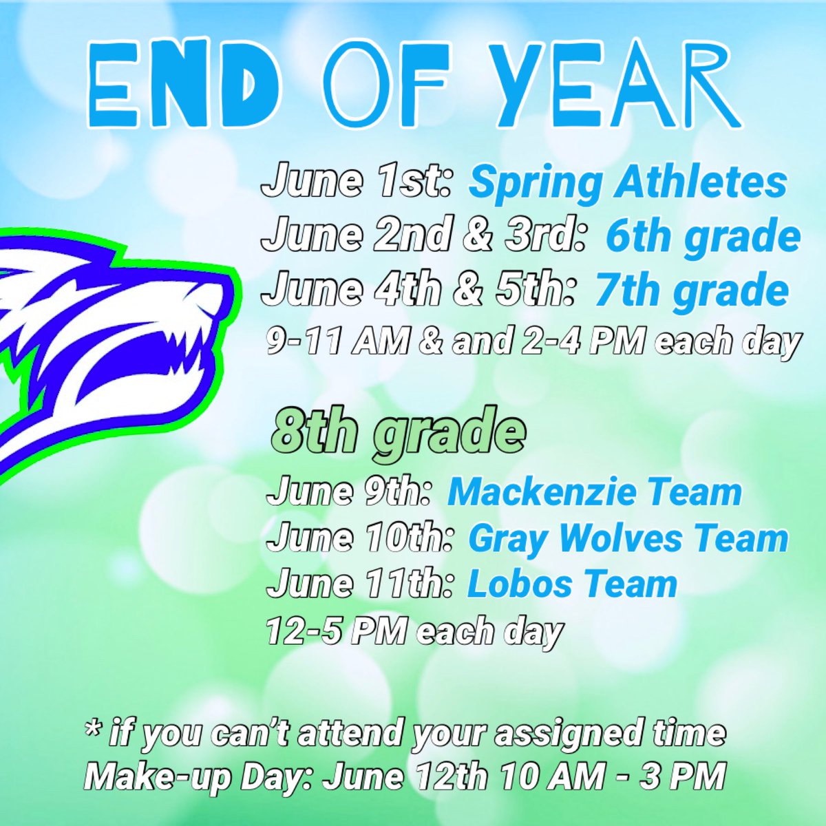 Important information about End-of-Year dates and times!