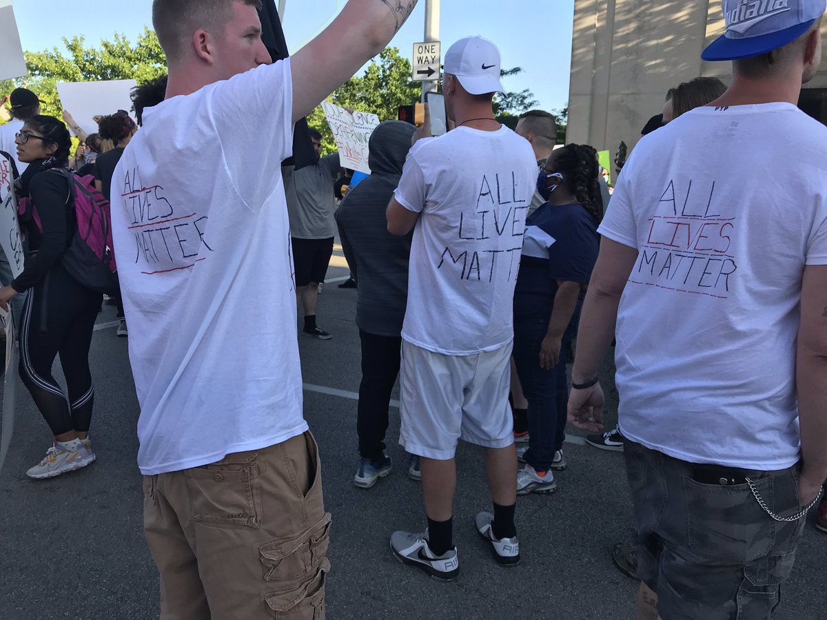 Some all lives matter shirts mixed in.