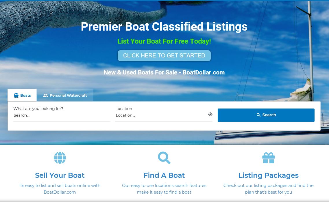 boatdollar.com Free 30 Day Listing | Premier Boat Classifieds #boatsforsale #boatsales #boats #boating #yachts #sailboats #personalwatercraft #powerboats #boatdealers #boatlife #sailing #pwc 

We can only grow with your help. Please like & Share :) Thank you!