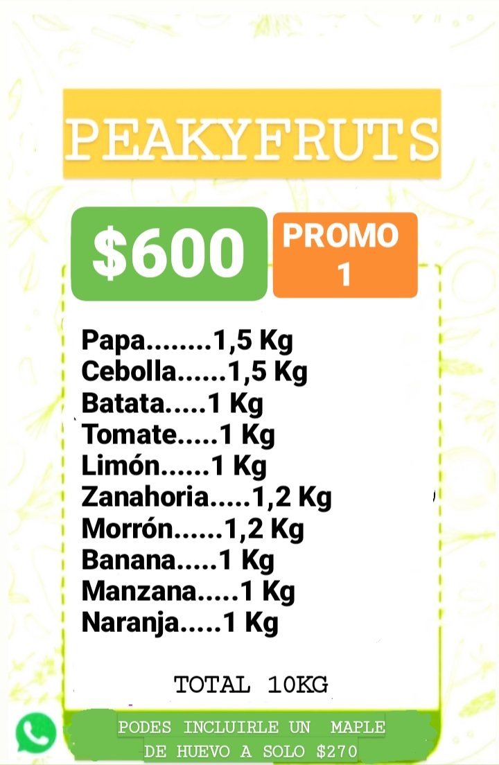 Valenormart's tweet photo. Nuevo Emprendimiento - 👋
Frutas &amp; Verduras ( A domicilio)
Distintas Promos 
Zona oeste 
Ciudadela , Ramos mejia , Haedo , Caseros , Liniers . Consulta por tu pedido a Capital Federal !!!
#SomosPEAKYFRUTS #Frutas #Verduras #Salud #Calidad #Premium 📲👋🍋🍉🌽 https://t.co/gnQLMBIC7i