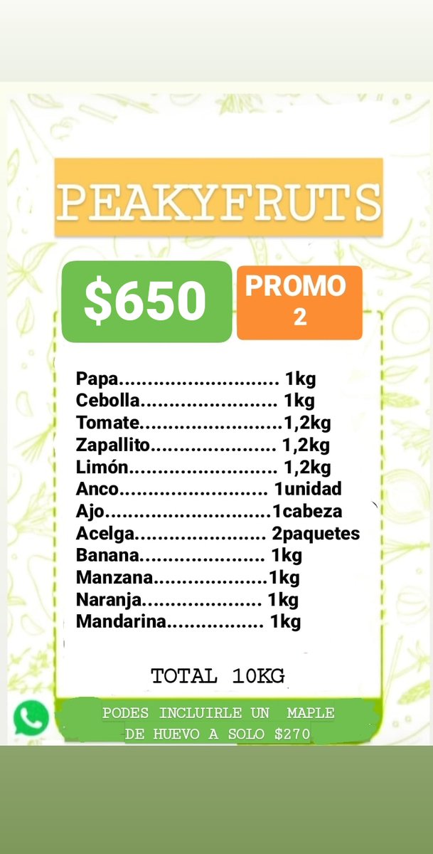 Valenormart's tweet photo. Nuevo Emprendimiento - 👋
Frutas &amp; Verduras ( A domicilio)
Distintas Promos 
Zona oeste 
Ciudadela , Ramos mejia , Haedo , Caseros , Liniers . Consulta por tu pedido a Capital Federal !!!
#SomosPEAKYFRUTS #Frutas #Verduras #Salud #Calidad #Premium 📲👋🍋🍉🌽 https://t.co/gnQLMBIC7i