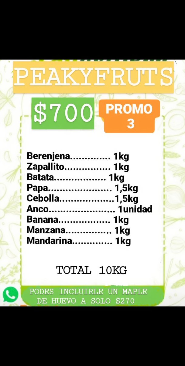 Valenormart's tweet photo. Nuevo Emprendimiento - 👋
Frutas &amp; Verduras ( A domicilio)
Distintas Promos 
Zona oeste 
Ciudadela , Ramos mejia , Haedo , Caseros , Liniers . Consulta por tu pedido a Capital Federal !!!
#SomosPEAKYFRUTS #Frutas #Verduras #Salud #Calidad #Premium 📲👋🍋🍉🌽 https://t.co/gnQLMBIC7i