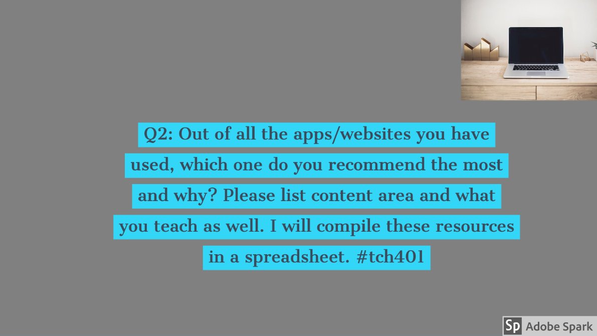 MsJachymiak's tweet image. Q2: Out of all the apps/websites you have used, which one do you recommend the most and why? Please list content area and what you teach as well. I will compile these resources in a spreadsheet. #tch401