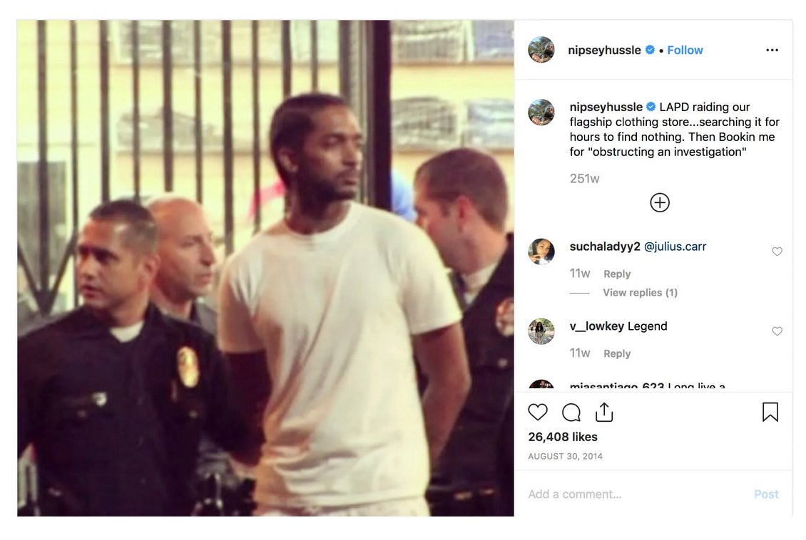 I talked about this w/ regard to Nipsey's 2014 arrest at his store. It's hardly a unique incident, but it speaks to how much power they had to shape the narrative around someone who was visible.  https://la.streetsblog.org/2019/08/15/nipsey-hussle-understood-cities-better-than-you-why-didnt-you-know-who-he-was/