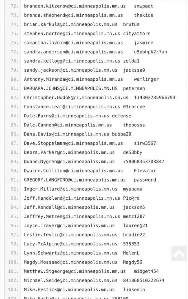Jeka_LH's tweet photo. #LegionHolkApoyaAnonymous

ANONYMOUS ACABA DE FILTRAR UNA LISTA DE EMAILS Y CONTRASEÑAS DE LA POLICÍA DE MINNEAPOLIS https://t.co/5noGqxmPb5