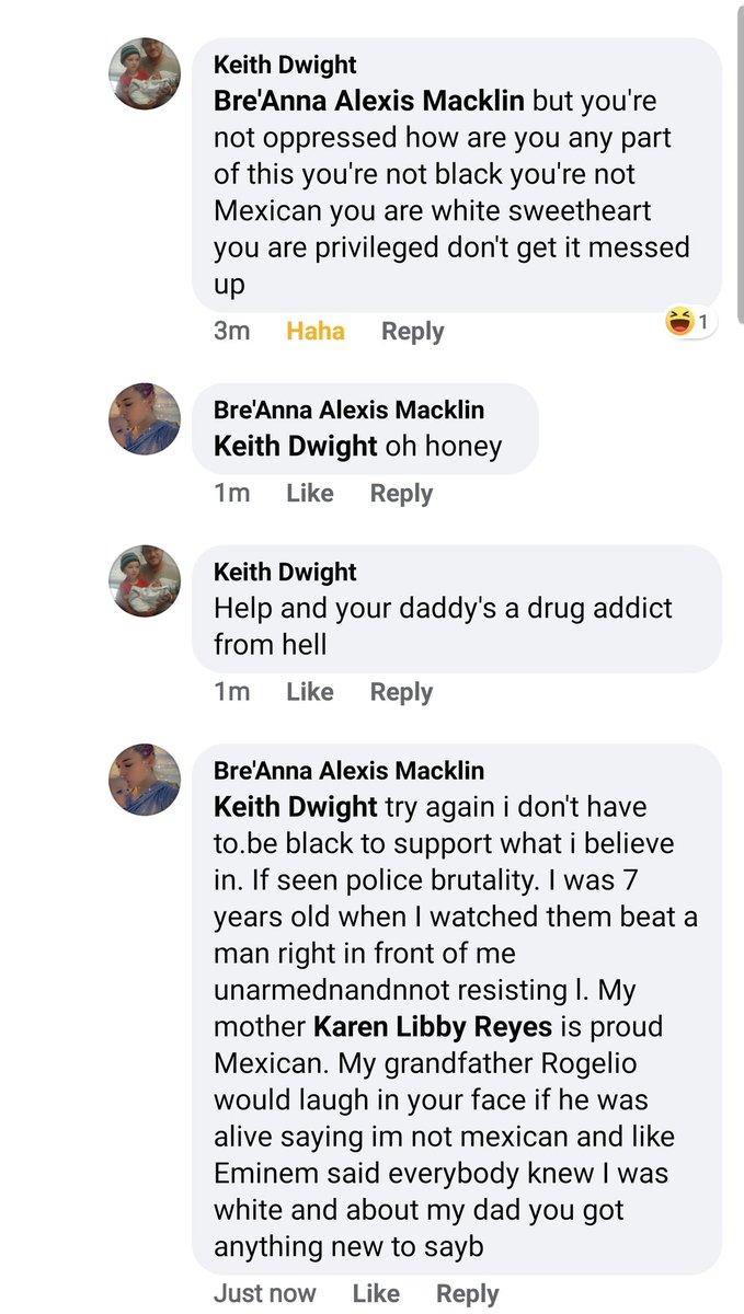 bre14264813's tweet photo. My cousin brought up that one of my daddys is a crackhead because I support black people like wut 
And for the record I never said i was oppressed either he just realized he lost the argument and pulled a trump #protests2020  #BLACK_LIVES_MATTER #Anonymousisback https://t.co/ciSWYdS4E1