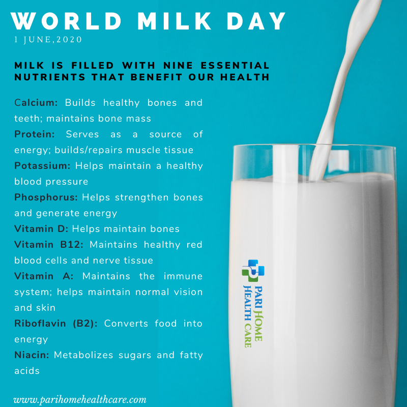 World Milk Day🥛🍼
Milk has long been seen as a healthy drink, because it is high in a range of nutrients ✅

#worldmilkday #milk #milkbenefits #milkdaily #glassofmilk #protein #energy #vitamins #vitamind #Parihomehealthcrae #Healthtips #superfood