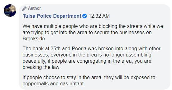Tulsa Police tweet media