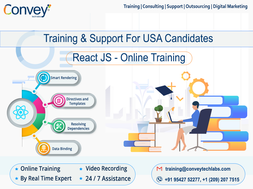 Conveytechlabs's tweet image. ReactJS Training &amp;amp; Job Support For USA Candidates

#ConveyTechLabs is going to start #OnlineTraining on all latest and niche technologies..
Interested candidates kindly Mail US: training@conveytechlabs.com, lead@conveytechlabs.com or Contact US: +91 9542752277 , +1 (209) 207 7515