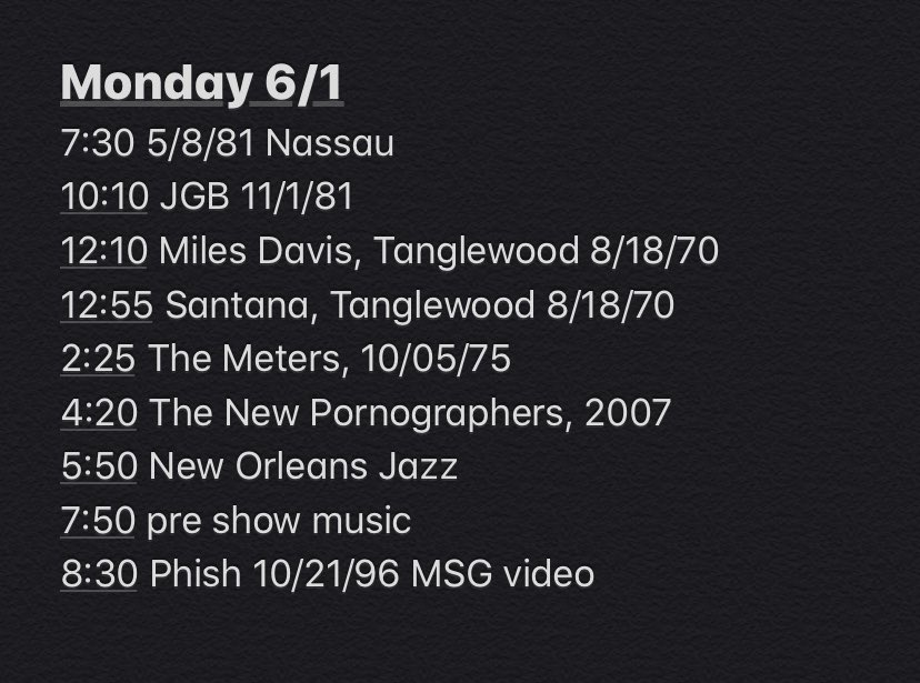 _dennis_system's tweet photo. Monday 6/1: wake up with the dead 5/8/81 & JGB 11/1/81. Staying in 96 for phish at 8:30 with 10/21/96 MSG. #fall96 #phishvideoproject
https://t.co/K4Liw0FgRp https://t.co/22Q60HTPes