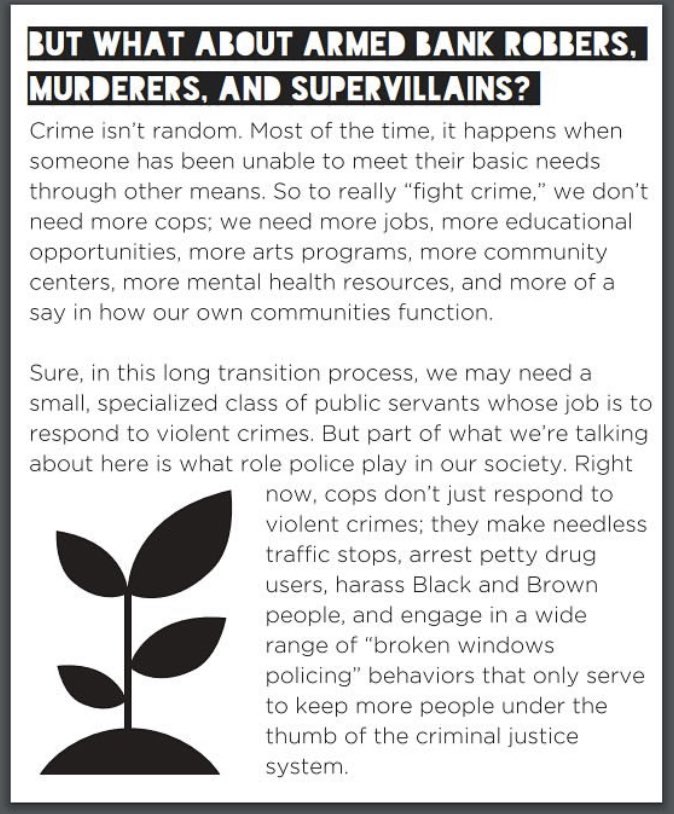 You may hear protesters from US or here call for abolition of the police. Your first impression might be “that is insane and impractical”Fair! It’s a huge concept!This from  @MPD_150 explains how imagining a police-free future is about much more than cops. It’s about systems: