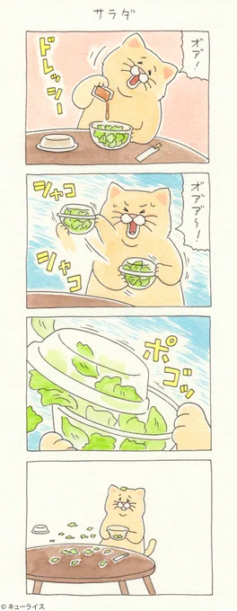 4コマ漫画ネコノヒー「サラダ」/salad 単行本「ネコノヒー3」発売中!→ ￼#ネコノヒー 
