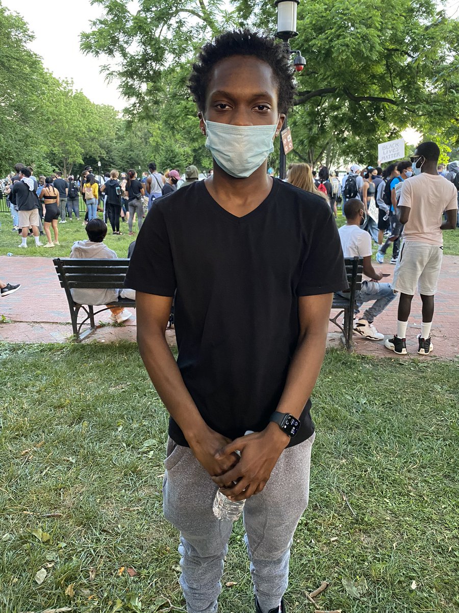 Sulaiman Drammeh, 19, came to the protest across the street from the White House amid a pandemic because he said people need to physically show up to send a message that black people need to be treated equally. He is not a professional organizer. He is a concerned citizen.