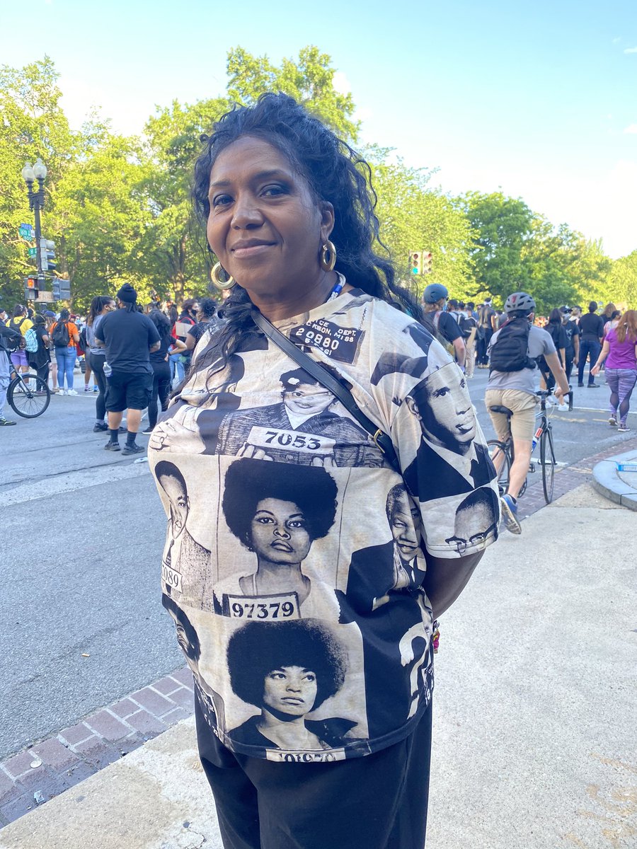 Rev Dr Julianne Robertson, 60, the board president of  @EmpowerDC said she came to the protests at the White House because as a mother of four black children she said she wants a world that is better than this and that will be a safe one for the generations of her family to come.