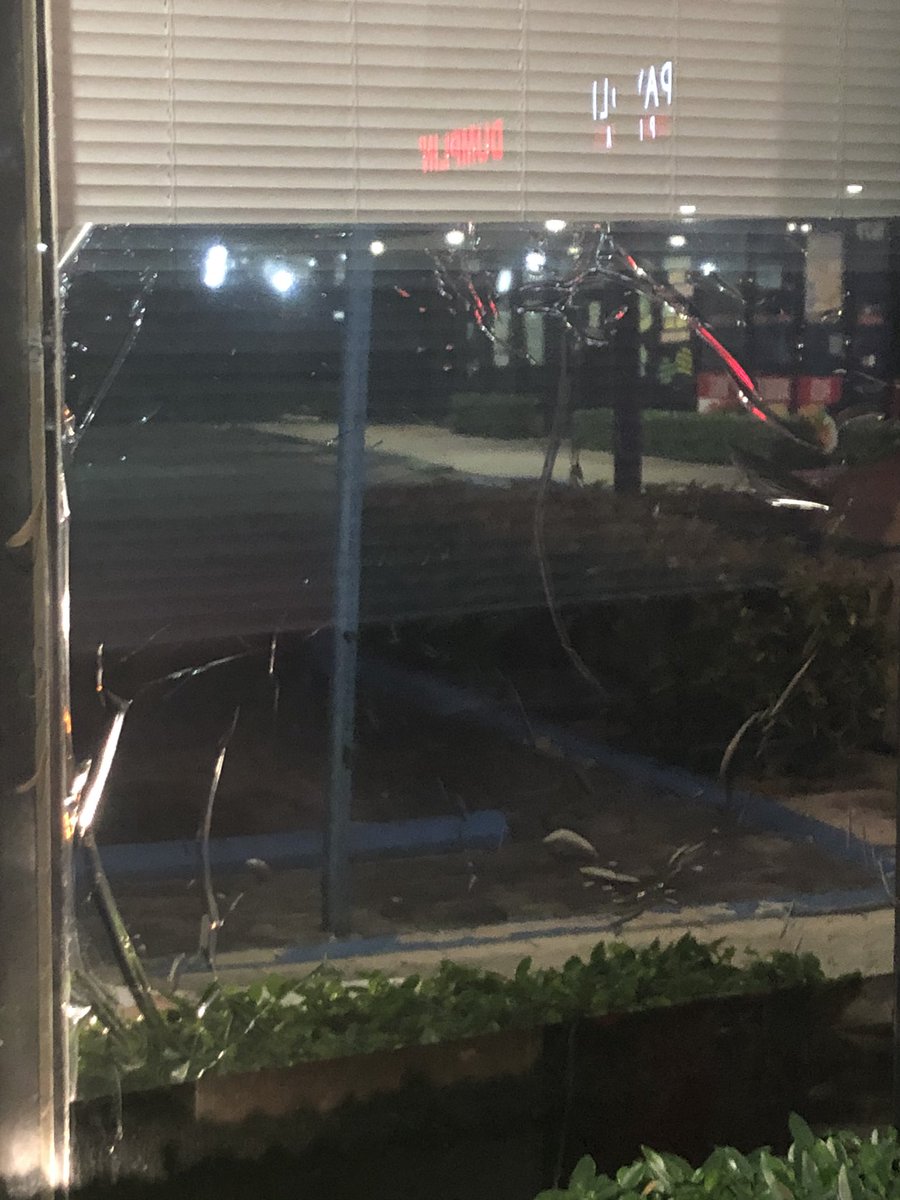 After shots were fired at the Palm Beach Outlets, police say a crowd of protesters smashed the windows of this Beauty Supply store on Congress Ave across the street.  @WPTV  @FOX29WFLX