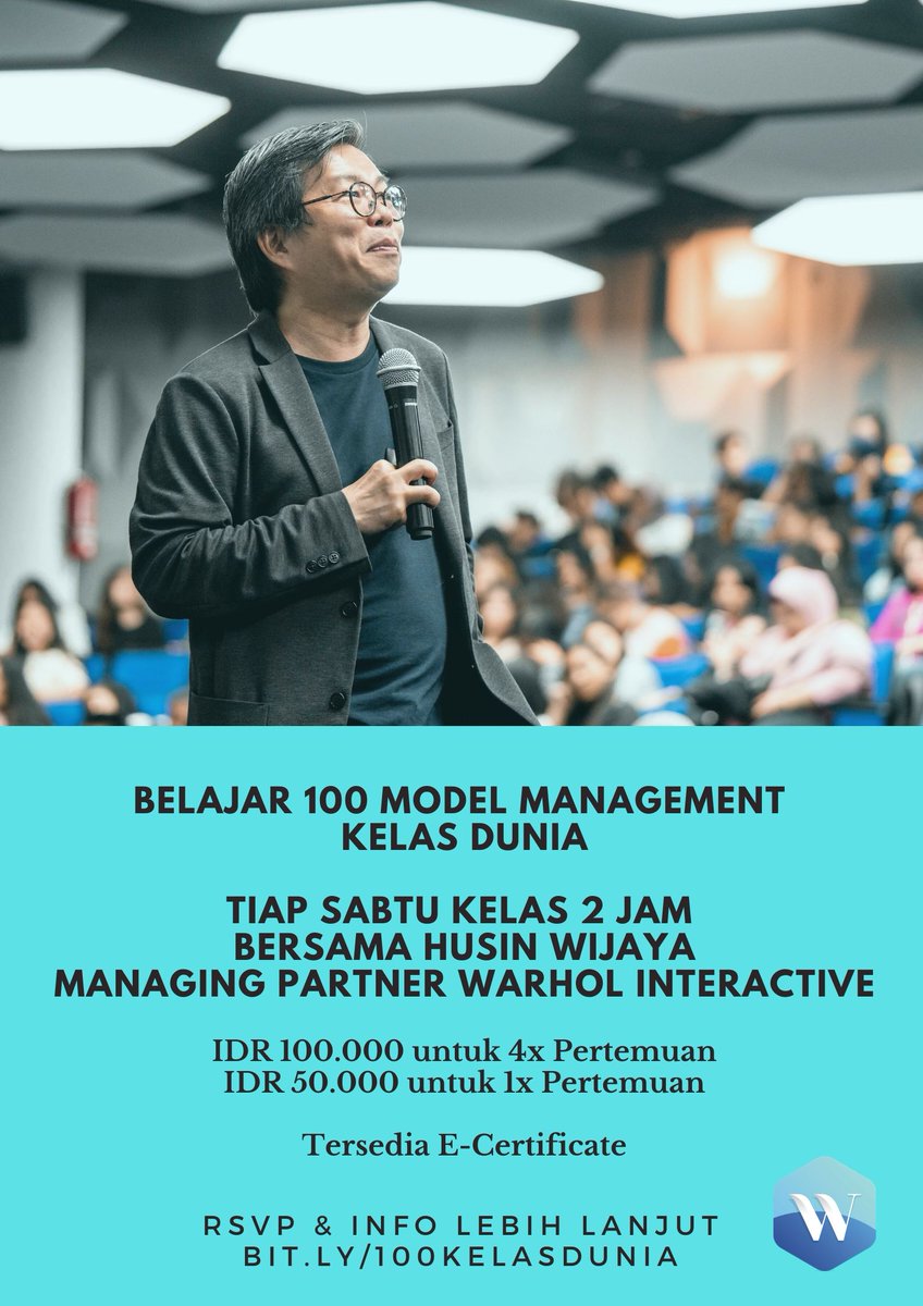 husinw's tweet image. ikuti Pengenalan akan 100 Model Managemen Kelas Dunia, kita di Batch 1 ini akan membahas 7 Model Sustainability Management 

Info lebih lanjut : bit.ly/100kelasdunia

#100models #managementmodel