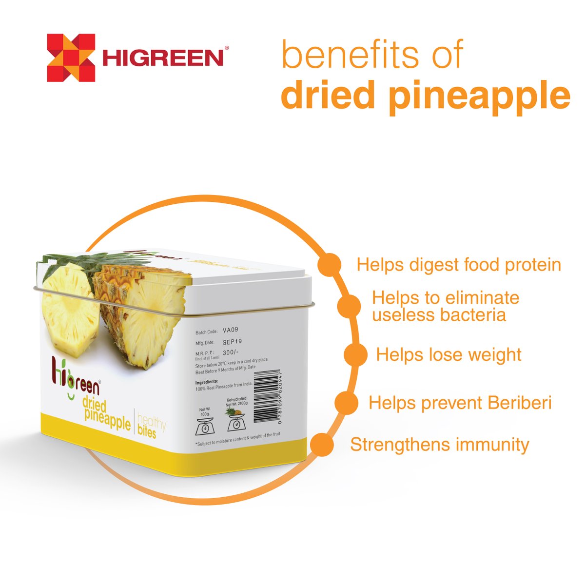 higreen_dehy's tweet photo. #DriedPineapple has many health benefits, like aiding digestion &amp; boosting immunity, among others.
It's risky to buy fresh food supplies because of #COVID19
#Higreen has a list of #healthy products for munching.
Call us on 9427981389 for orders
#StayHome #StaySafe #StayHealthy https://t.co/2cmYhHPeTG