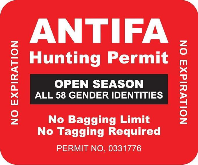 please share guys - hunting season on all 58 antifa genders has begun LOL