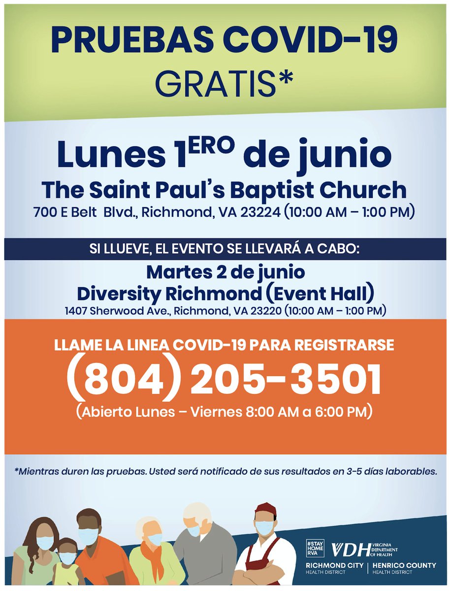 City Of Richmond Va Free Covid 19 Walk Up Testing Tomorrow At St Paul S Baptist Church Call 804 5 3501 To See If You Qualify To Learn About More Testing Options Including Testing Sites
