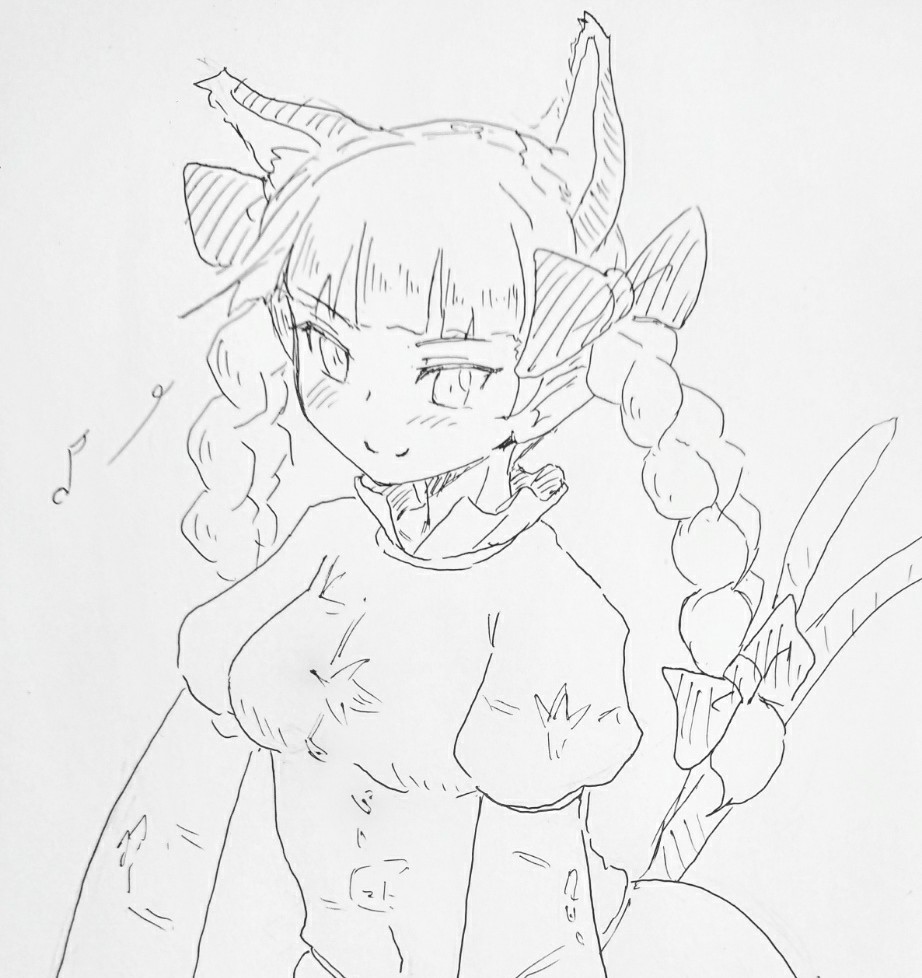 車の中でおりんちゃん描いてたら中学生の子にガン見されてたw 