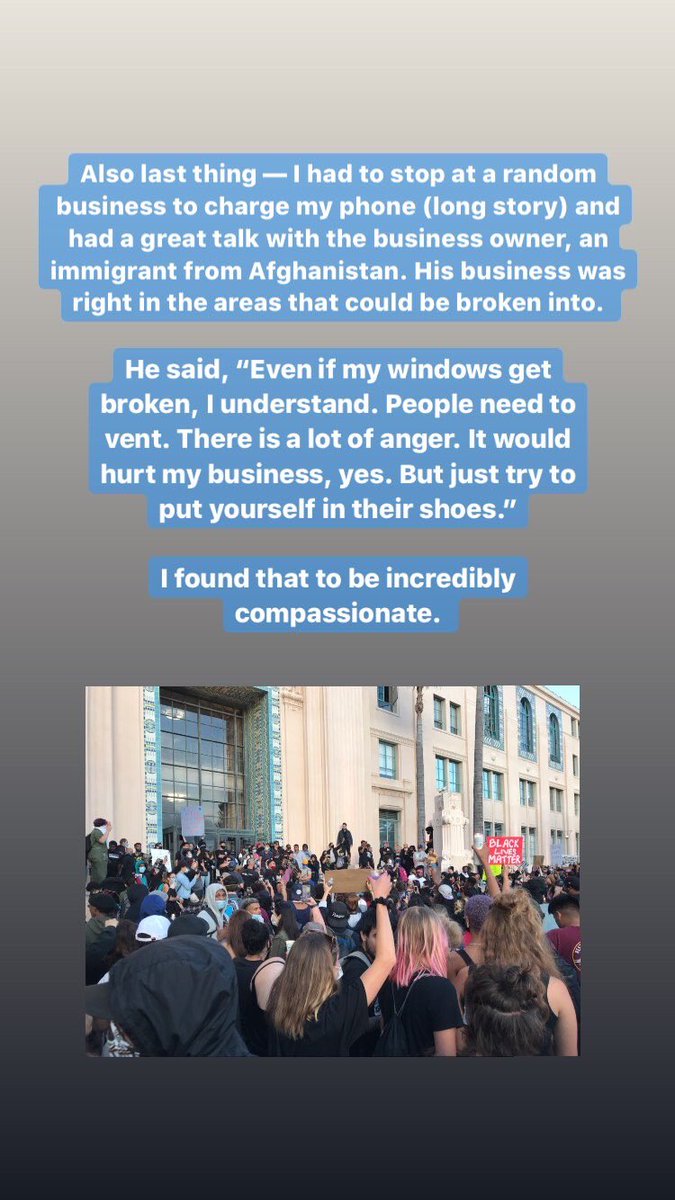 Not saying it’s okay to vandalize a business. But this business owner’s ability to understand the anger and grief that leads to this action was very compassionate, IMO. 👇🏽#sandiegoprotests #DowntownSanDiego #BlackLivesMatter