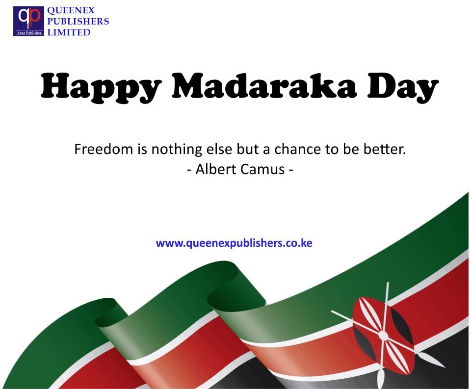 Queenexbooks's tweet photo. Happy Madaraka day from the Queenex Publishers family. We wish you a free oneπ!
#madarakaday #queenexpublishers #books https://t.co/KxQdEPAvNj
