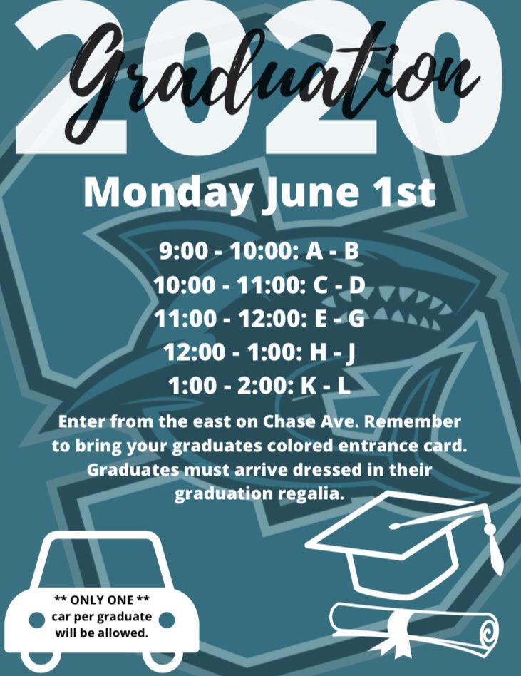 SantiagoSharks's tweet photo. Tomorrow is graduation day for our @shssharks2020 for last names A-L. We are so excited to see our students and families tomorrow. #graduationday🎓 #classof2020 https://t.co/DpWhIFUxNE