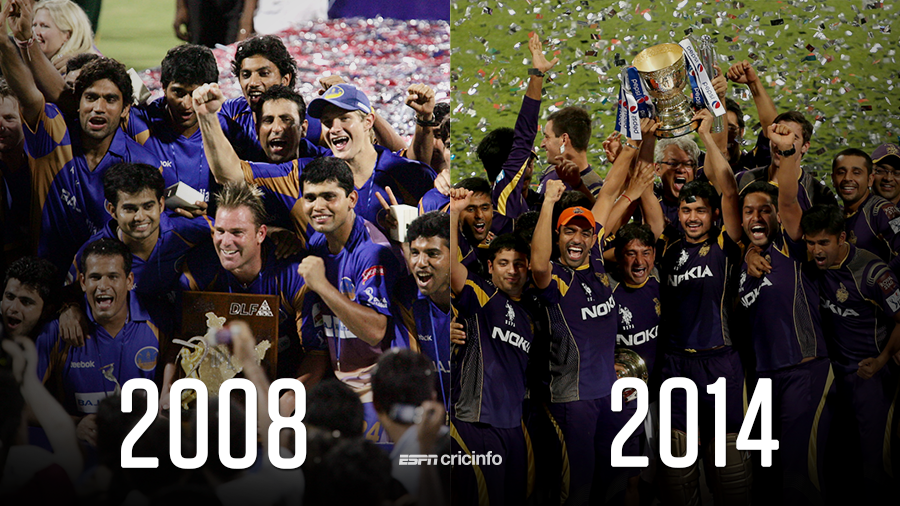 cricinfo's tweet photo. #OnThisDay, two historic finals took place.

In 2008, @rajasthanroyals won the inaugural IPL.

Fast forward to 2014, @KKRiders won their second IPL title!

Name the player to feature in both finals 🤔 https://t.co/xoof9zUJ34