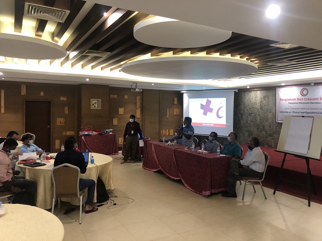 MalacarneNicola's tweet image. Induction on #COVID19 #ClinicalManagement and #OperationalProcesses for the @BDRCS1 #SARI #Isolation&Treatment Center #ICT staff, to be operational from mid-June 2020 in camps of #DisplacedPeopleFromRakhine.
#TogetherWeWillFightCovid #RedCross #RedCrescent @ifrc @IFRCAsiaPacific
