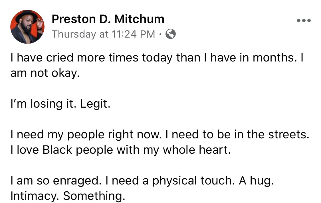 Here goes nothing:  @RickRosendall, please stop messaging me. Your sexually inappropriate comments to me were one thing; you repeatedly messaging me makes it worse. You attempted to fetishize my pain of Black killings and I can’t imagine I’m alone.