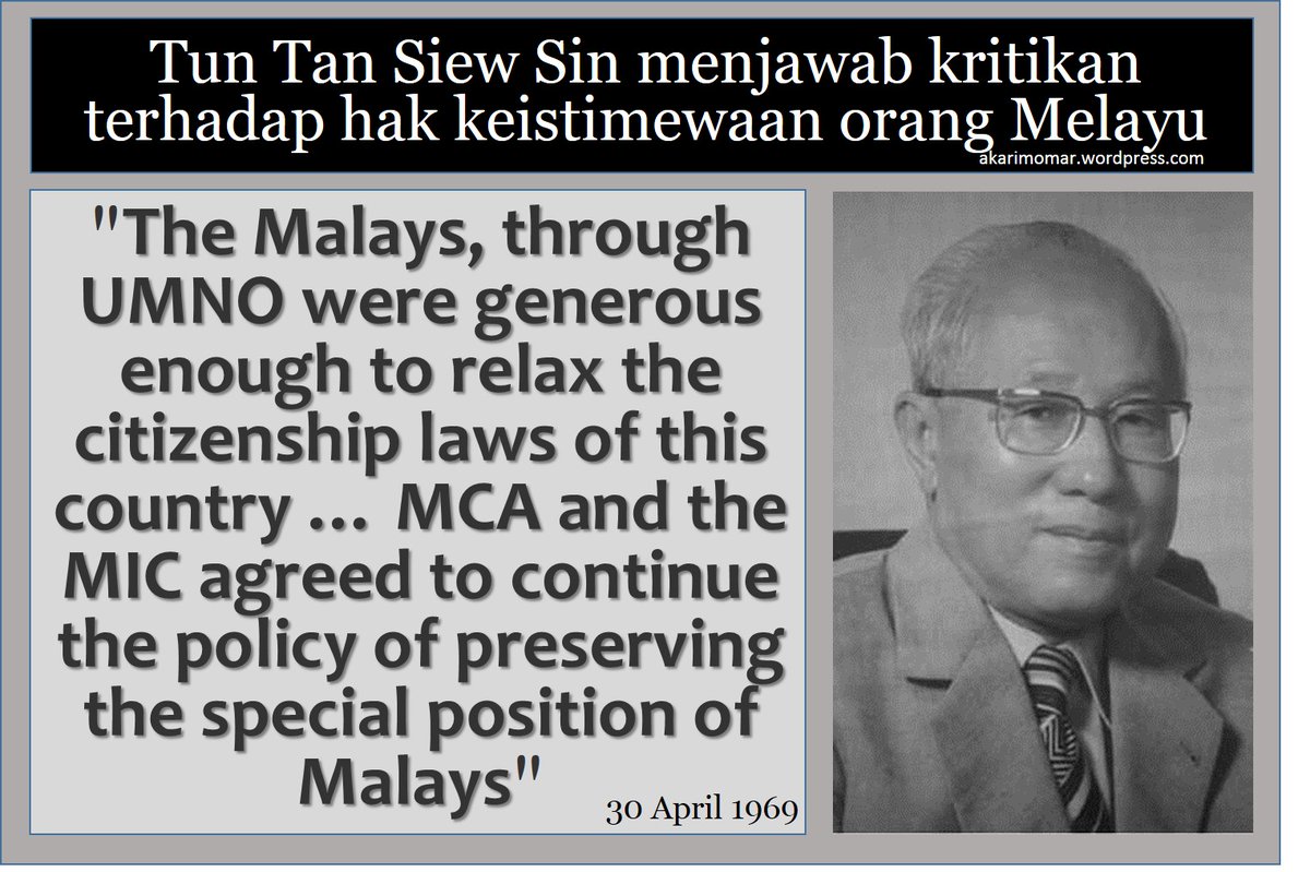 Ketika itu, MCA turut bersuara mempertahankan hak keistimewaan bangsa Melayu! Kata-kata dari Tan Siew Sin ini dah membuktikan betapa hak-hak keistimewaan ini ialah perkara yang dipersetujui sejak sekian lama oleh OUR FOUNDING FATHERS!