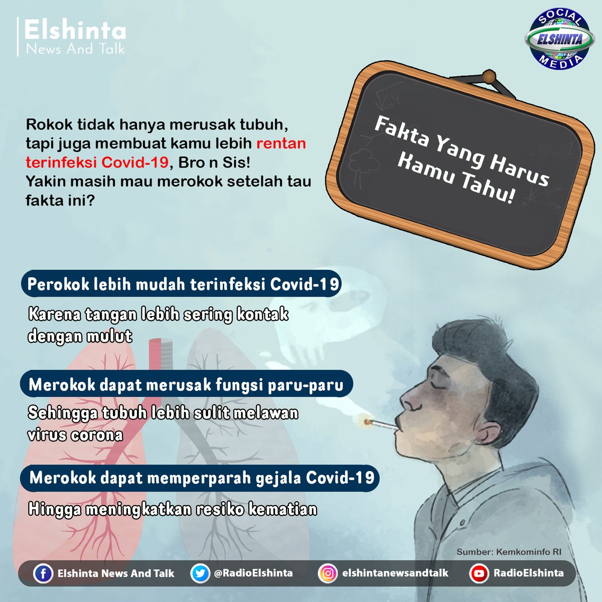 Rokok tidak hanya merusak tubuh, tapi juga membuat kamu lebih rentan terinfeksi Covid-19, Bro n Sis! 

Yakin masih mau merokok?

Ga usah mikir panjang, tinggalkan rokokmu mulai sekarang!