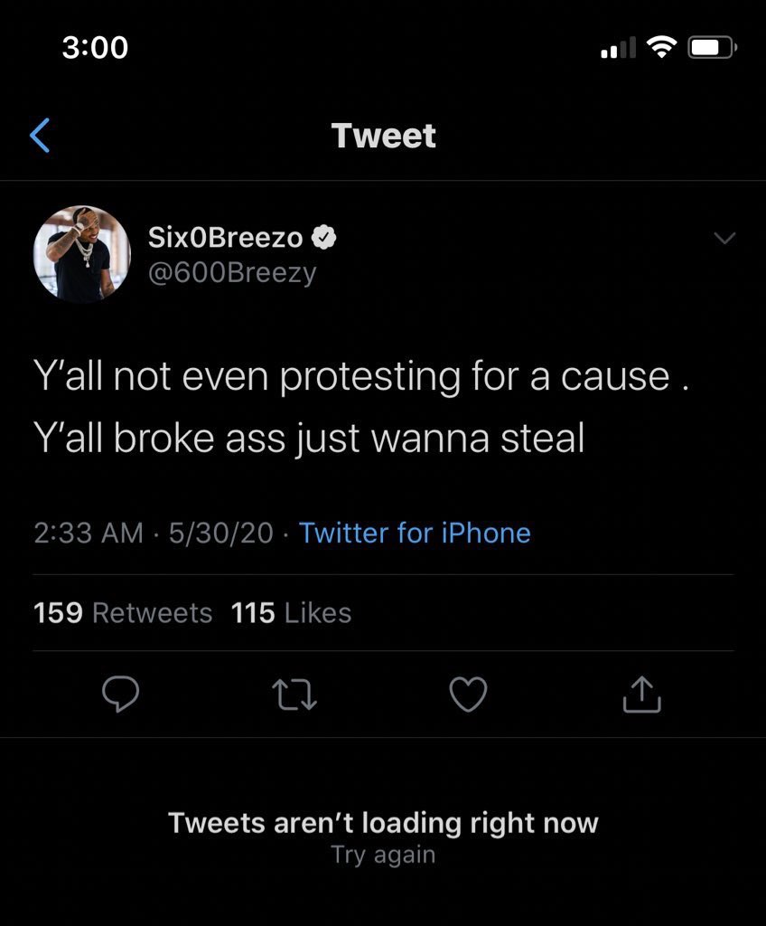 600 Breezy “Y’all do a lot of talking then it’s tweets aren’t loading right now”