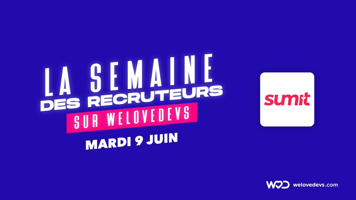 sumit_fr's tweet photo. 📢Chez @sumit_fr, nous participons à la semaine des recruteurs organisée par @welovedevs ! Retrouvez-nous demain, mardi 9 juin, notre RRH Sonia sera là pour vous répondre ! Projetons-nous ensemble ! 🤝
https://t.co/GZV5pYpzRo

#WeLoveDevs #sumit #PurePlayerMicrosoft #recrutement https://t.co/FfHyIwqHYI