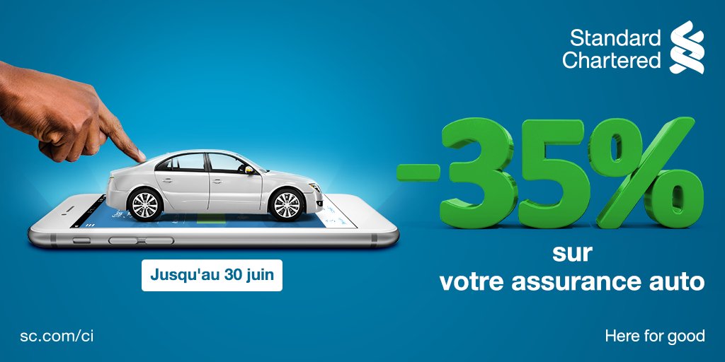 StanChartCI's tweet image. Jusqu'au 30 juin, Standard Chartered Bank offre à tous ses clients une réduction de 35 % sur la police d'assurance via SC Mobile.
#Banque #Digitale #Bancassurance #SahamAssurance #HereForGood