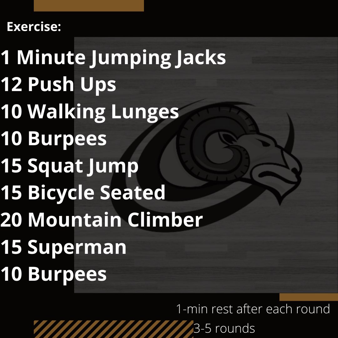 Wright_Rams's tweet photo. Happy Monday! Let’s start off the week strong with a fun workout. https://t.co/ANtlnXoHkq