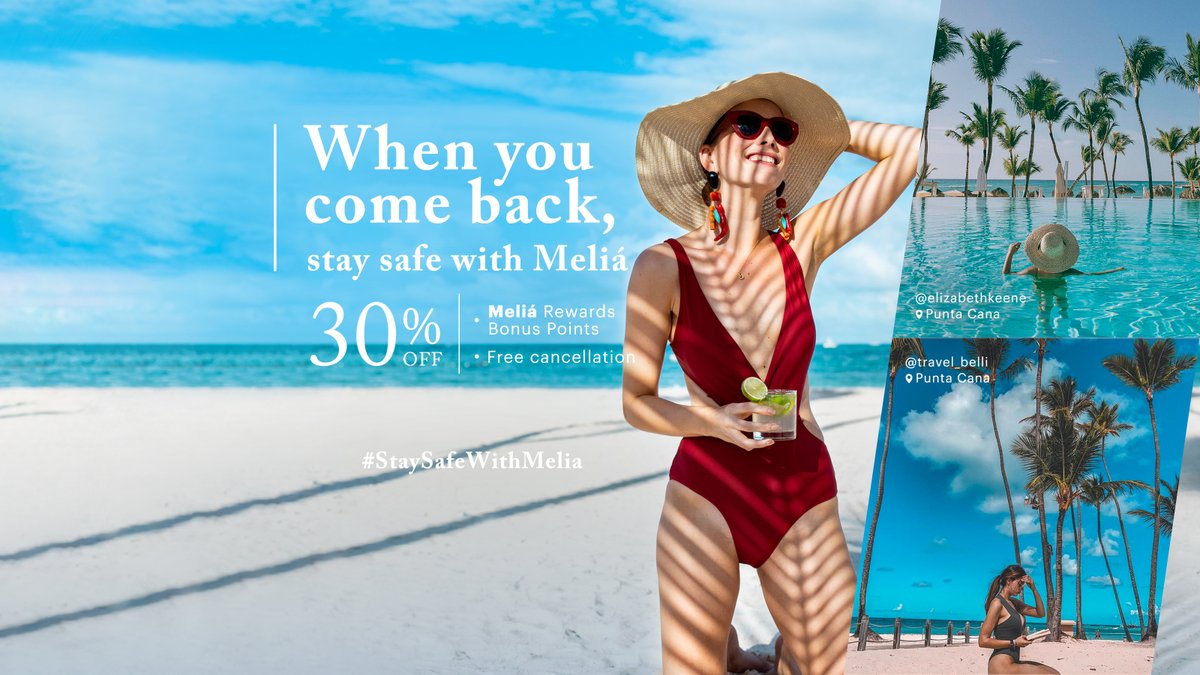 MeliaHotelsInt's tweet photo. When you come back, #StaySafeWithMelia and enjoy the best beaches in the world. ➡️https://t.co/51bIhZ8dAw https://t.co/h7bWlfewPh