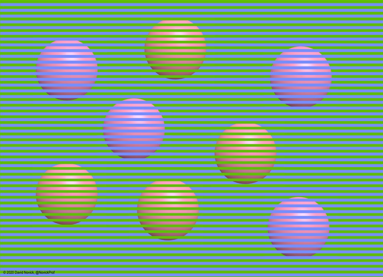 :img Spheres where the foreground colorr hue 230° & 90° appear similar but the background spheres all base color RGB 255 157 194 appear distinctly pink and orange, 85%, width